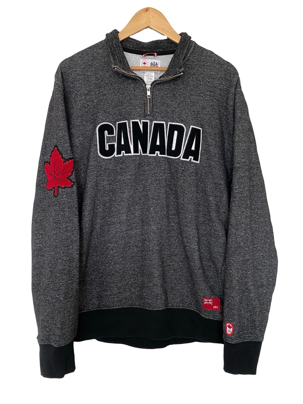 London 2012 Olympic Team Canada HBC 1/4 Zip Sweatshirt Mens XL Heather Black